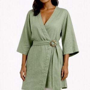Zara Sage wrap Green Mini Dress Size S